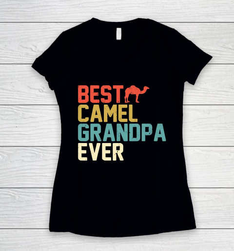 Grandpa Funny Gift Apparel  Best Camel Grandpa Ever Retro Grandpa Gifts Women's V-Neck T-Shirt