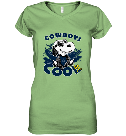 ectx dallas cowboys snoopy joe cool were awesome shirt women v neck t shirt 39 front lime