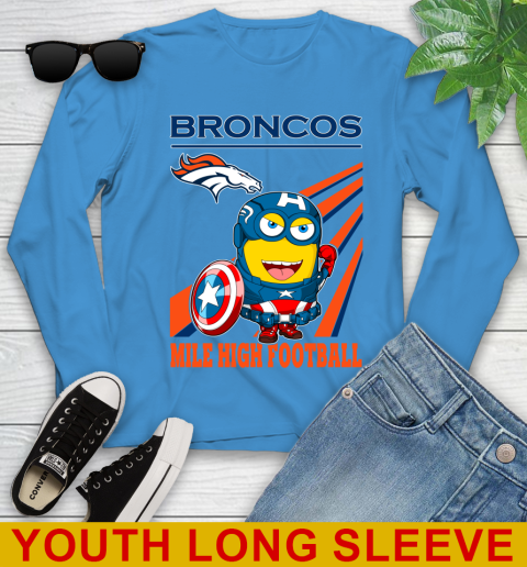 NFL Football Denver Broncos Captain America Marvel Avengers Minion Shirt Youth Long Sleeve 8