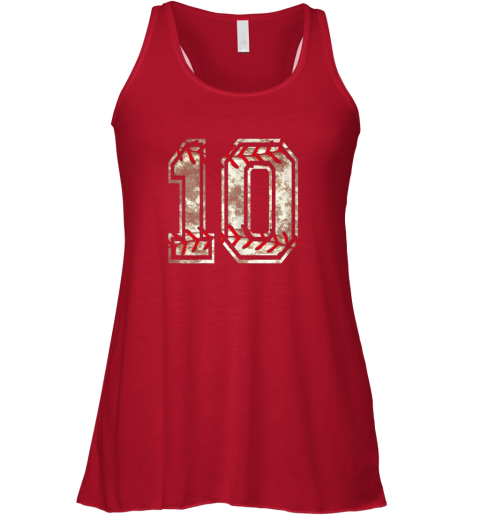 raho baseball jersey number 10 vintage distressed flowy tank 32 front red