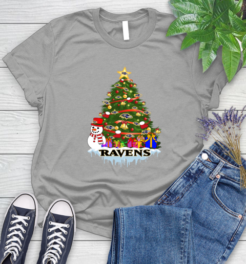Baltimore Ravens Merry Christmas NFL Football Sports Women's T-Shirt 10