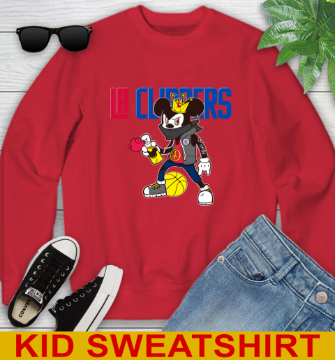 LA Clippers NBA Basketball Mickey Peace Sign Sports Youth Sweatshirt 8