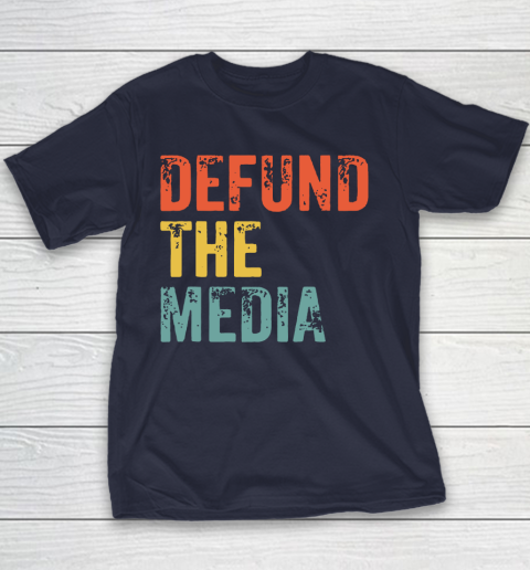 Defund The Media Retro Vintage Youth T-Shirt 3