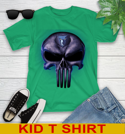 Memphis Grizzlies NBA Basketball Punisher Skull Sports Youth T-Shirt 7