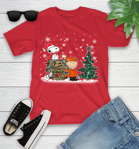 NHL Anaheim Ducks Snoopy Charlie Brown Woodstock Christmas Stanley Cup Hockey Youth T-Shirt 13