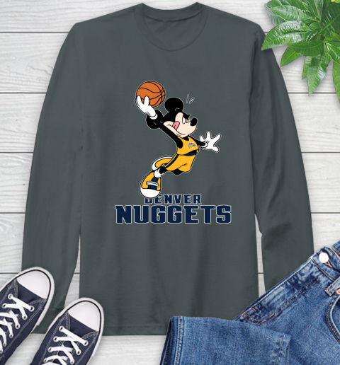 NBA Basketball Denver Nuggets Cheerful Mickey Mouse Shirt Long Sleeve T-Shirt 7