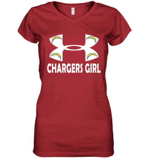 NFL Los Angeles Chargers Girl Under Armour Football Sports qpJA3EE9ZtU women v neck t shirt 39 95 151514 front red