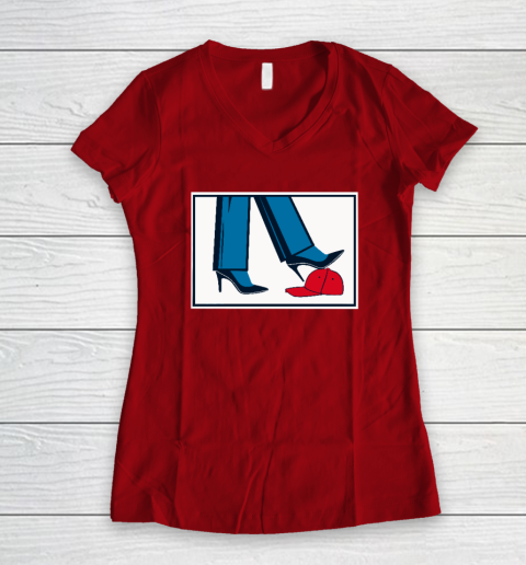 Kamala Harris Heels Stepping On Maga Hat Women's V-Neck T-Shirt 6