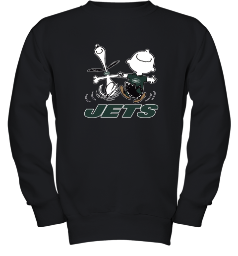 Snoopy And Charlie Brown Happy New York Jets Fans Youth Sweatshirt