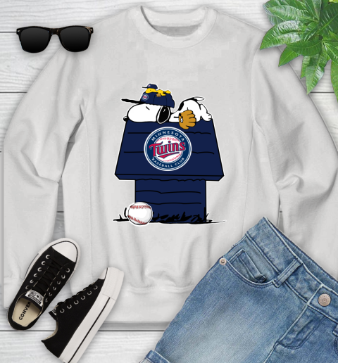 MLB Minnesota Twins Snoopy Woodstock The Peanuts Movie Baseball T Shirt Youth Sweatshirt