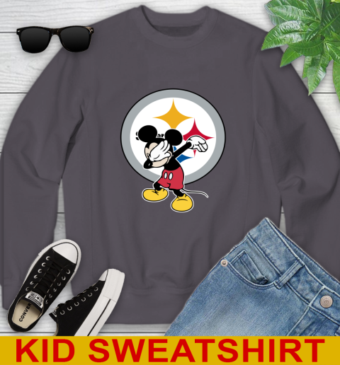Pittsburgh Steelers NFL Football Dabbing Mickey Disney Sports Youth Sweatshirt 6