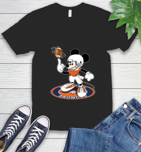NFL Football Denver Broncos Cheerful Mickey Disney Shirt V-Neck T-Shirt
