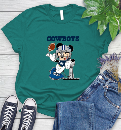 NFL Dallas Cowboys Mickey Mouse Disney Super Bowl Football T Shirt Women's T-Shirt 12