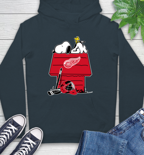 Detroit Red Wings NHL Hockey Snoopy Woodstock The Peanuts Movie Hoodie 7