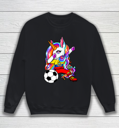 Dabbing Unicorn Ecuador Soccer Fans Jersey Flag Football Sweatshirt
