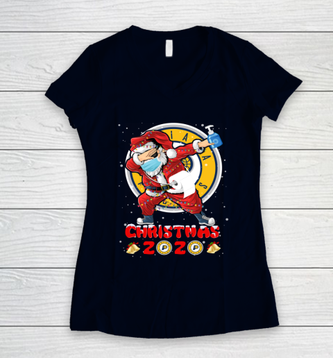 Indiana Pacers Funny Santa Claus Dabbing Christmas 2020 NBA Women's V-Neck T-Shirt 2