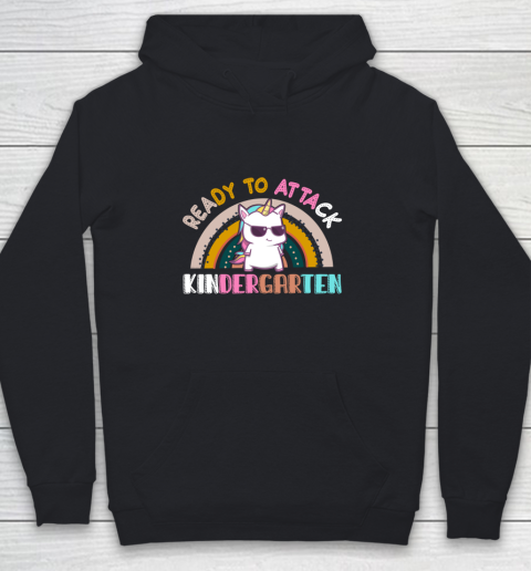 Back to school shirt Ready To Attack Kindergarten Unicorn Youth Hoodie