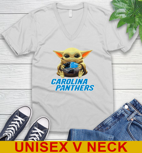 NFL Football Carolina Panthers Baby Yoda Star Wars Shirt V-Neck T-Shirt