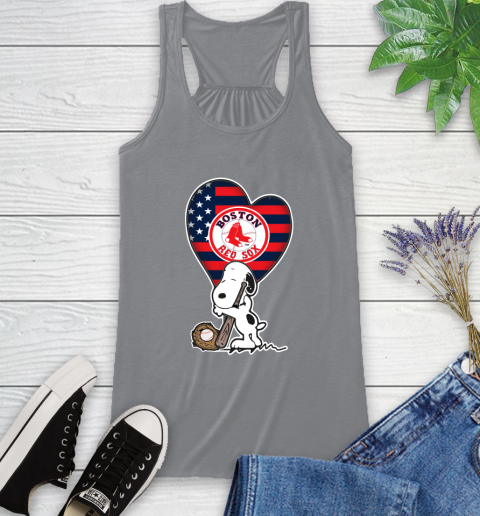 Boston Red Sox MLB Baseball The Peanuts Movie Adorable Snoopy Racerback Tank 5
