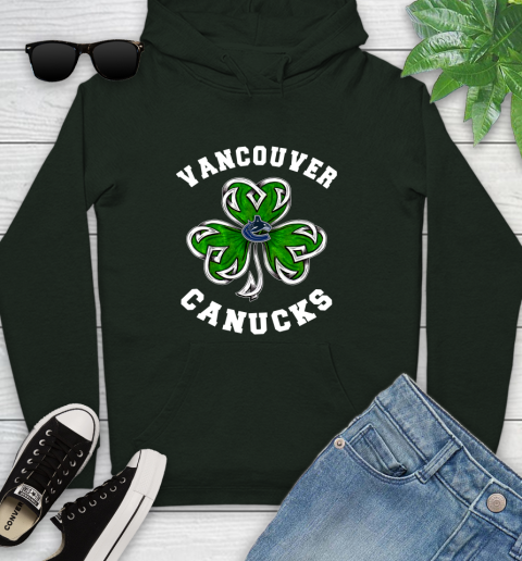 NHL Vancouver Canucks Three Leaf Clover St Patrick's Day Hockey Sports Youth Hoodie 14