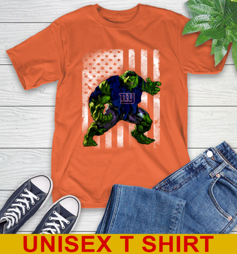 New York Giants Hulk Marvel Avengers NFL Football American Flag T-Shirt 4