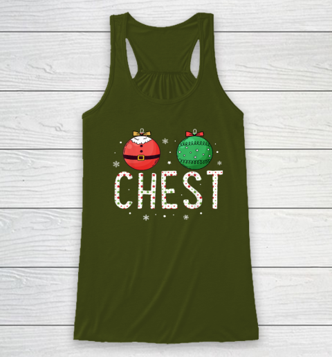 Chest Nuts Matching Funny Christmas Couples Racerback Tank Tee