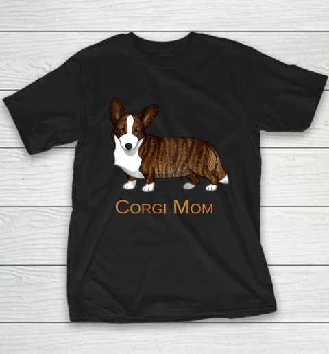 Dog Mom Shirt Black Tan Brindle Cardigan Welsh Corgi Mom Dog Lover Gift Youth T-Shirt