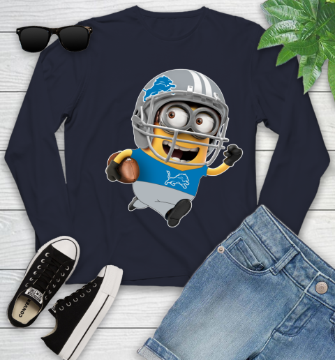 NFL Detroit Lions Minions Disney Football Sports Youth Long Sleeve 3