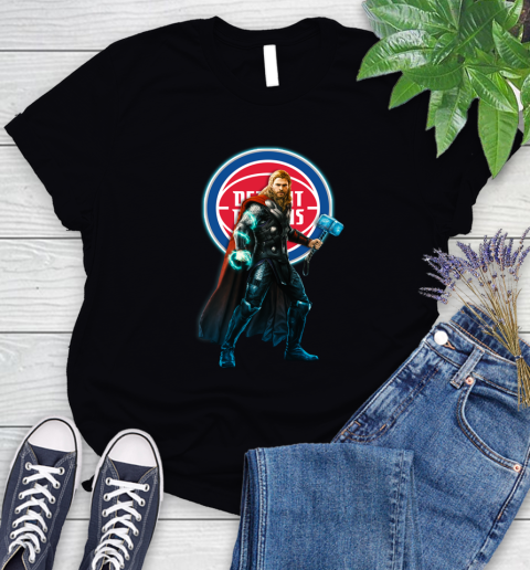 NBA Thor Avengers Endgame Basketball Detroit Pistons Women's T-Shirt 2