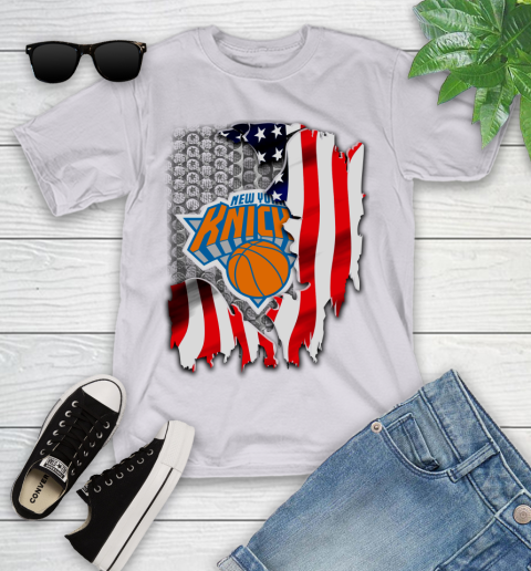 New York Knicks NBA Basketball American Flag Youth T-Shirt 4