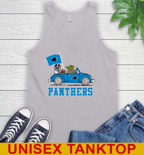 NFL Football Carolina Panthers Darth Vader Baby Yoda Driving Star Wars Shirt Tank Top 4