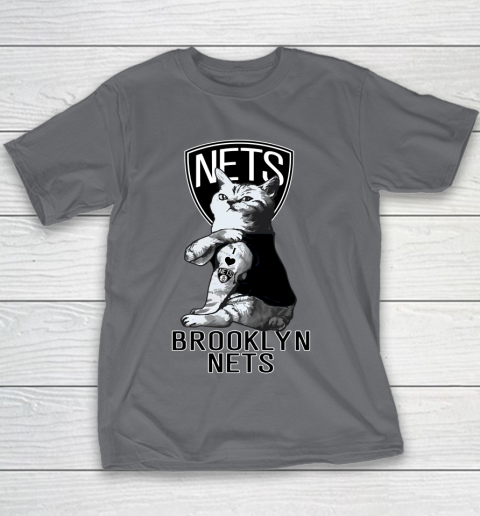 NBA Basketball My Cat Loves Brooklyn Nets Youth T-Shirt 5