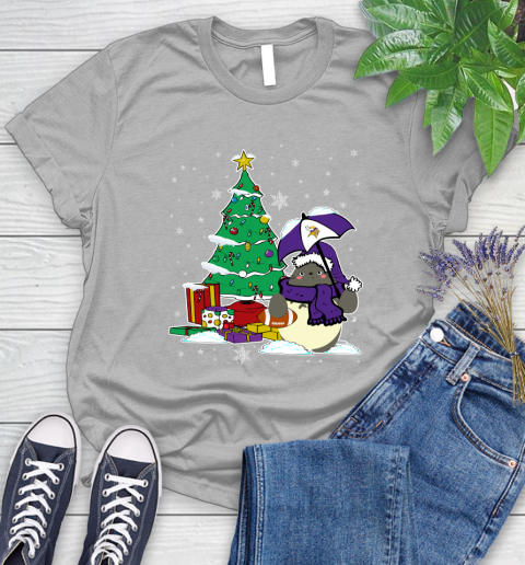 Minnesota Vikings NFL Football Cute Tonari No Totoro Christmas Sports Women's T-Shirt 5