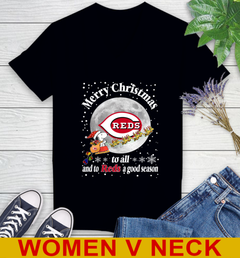 Cincinnati Reds Merry Christmas To All And To Reds A Good Season MLB Baseball Sports Women's V-Neck T-Shirt