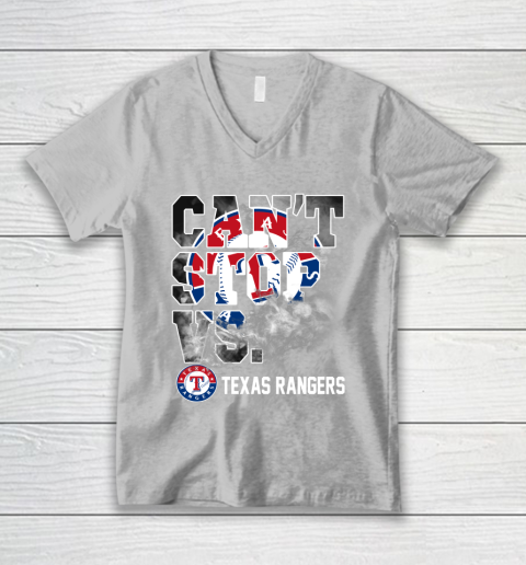 MLB Texas Rangers Baseball Can't Stop Vs Rangers V-Neck T-Shirt 3