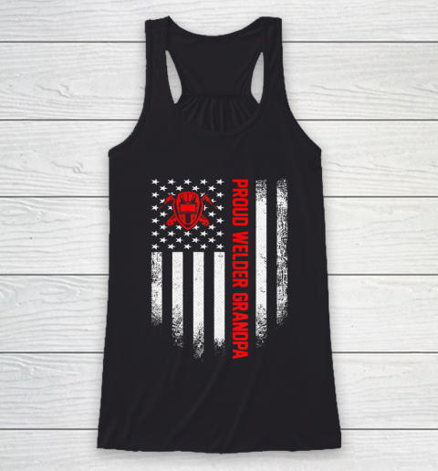 GrandFather gift shirt Vintage USA American Flag Proud Welder Welding Grandpa Funny T Shirt Racerback Tank