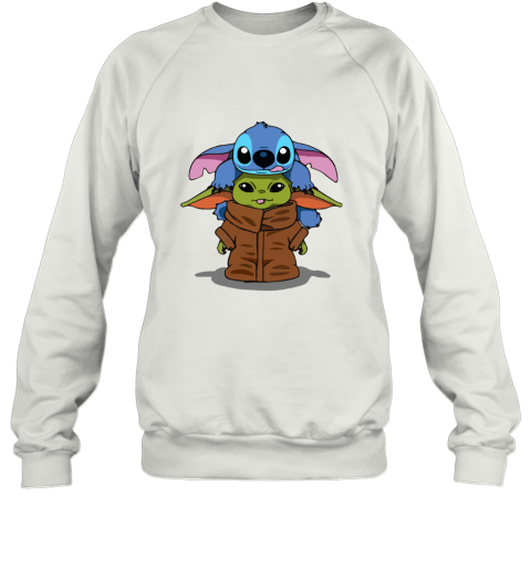 Stitch Climbing On Baby Yoda Star Wars Sweatshirt