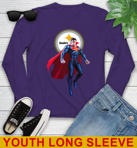 NFL Superman DC Sports Football Pittsburgh Steelers Youth Long Sleeve 5