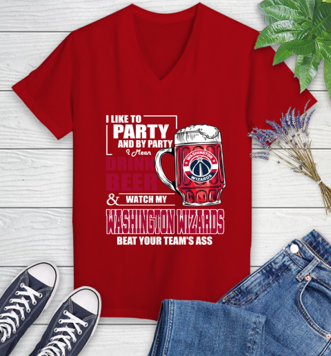 NBA Drink Beer and Watch My Washington Wizards Beat Your Team's Ass Basketball Women's V-Neck T-Shirt 11