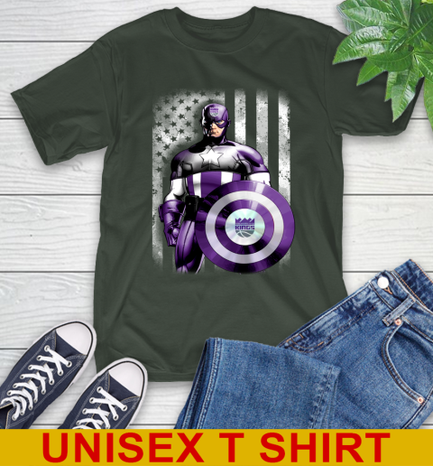 Sacramento Kings NBA Basketball Captain America Marvel Avengers American Flag Shirt T-Shirt 6