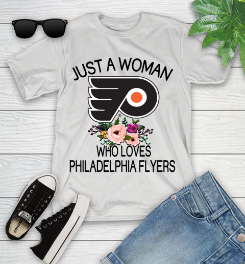 NHL Just A Woman Who Loves Philadelphia Flyers Hockey Sports Youth T-Shirt