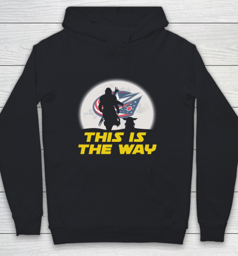 Columbus Blue Jackets NHL Ice Hockey Star Wars Yoda And Mandalorian This Is The Way Youth Hoodie