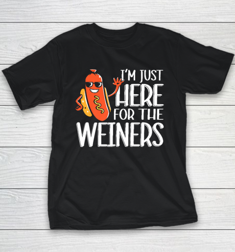 Funny Hot Dog I'm Just Here For The Wieners Sausage Youth T-Shirt