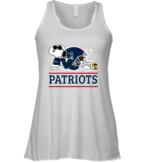 The New England Patriots Joe Cool And Woodstock Snoopy Mashup Racerback Tank