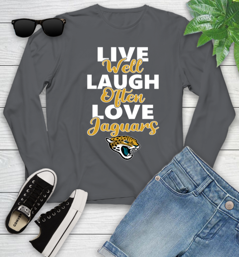 NFL Football Jacksonville Jaguars Live Well Laugh Often Love Shirt Youth Long Sleeve 8