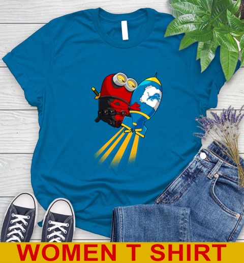 NFL Football Detroit Lions Deadpool Minion Marvel Shirt Women's T-Shirt 8