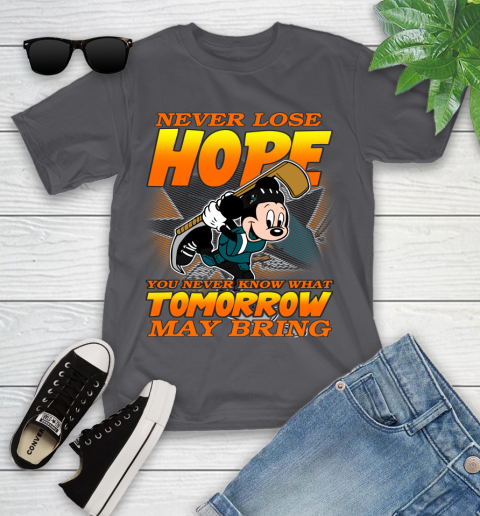 San Jose Sharks NHL Hockey ootball Mickey Disney Never Lose Hope Youth T-Shirt 6