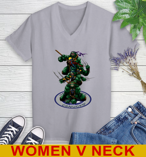 NHL Hockey Vancouver Canucks Teenage Mutant Ninja Turtles Shirt Women's V-Neck T-Shirt 5