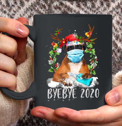 Funny Boxer Christmas Face Mask Bye Bye 2020 Xmas Dog Ceramic Mug 11oz