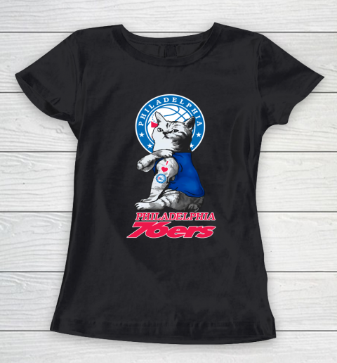 NBA Basketball My Cat Loves Philadelphia 76ers Women's T-Shirt